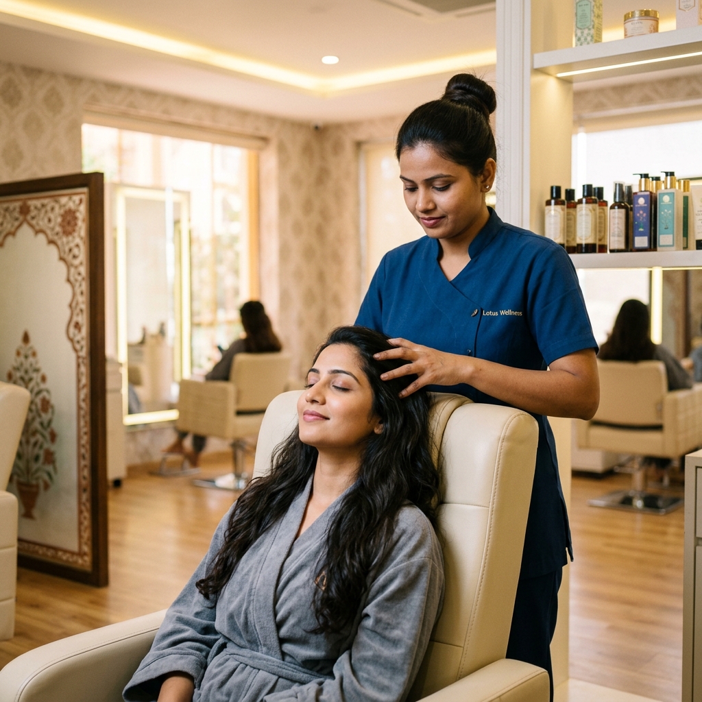 Relaxing head massage service at Adorn & Aura