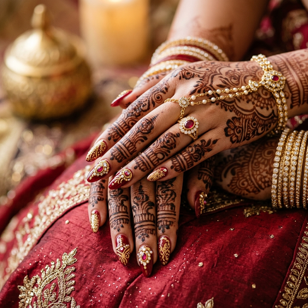 Nail art and manicure service at Adorn & Aura